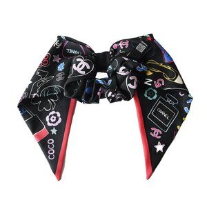 Chanel Silk CC Logo Pattern Ribbon Hair Band Multicolor